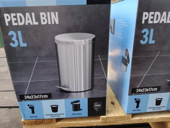 M�lleimer mit Pedal, Silberfarben, 3 L