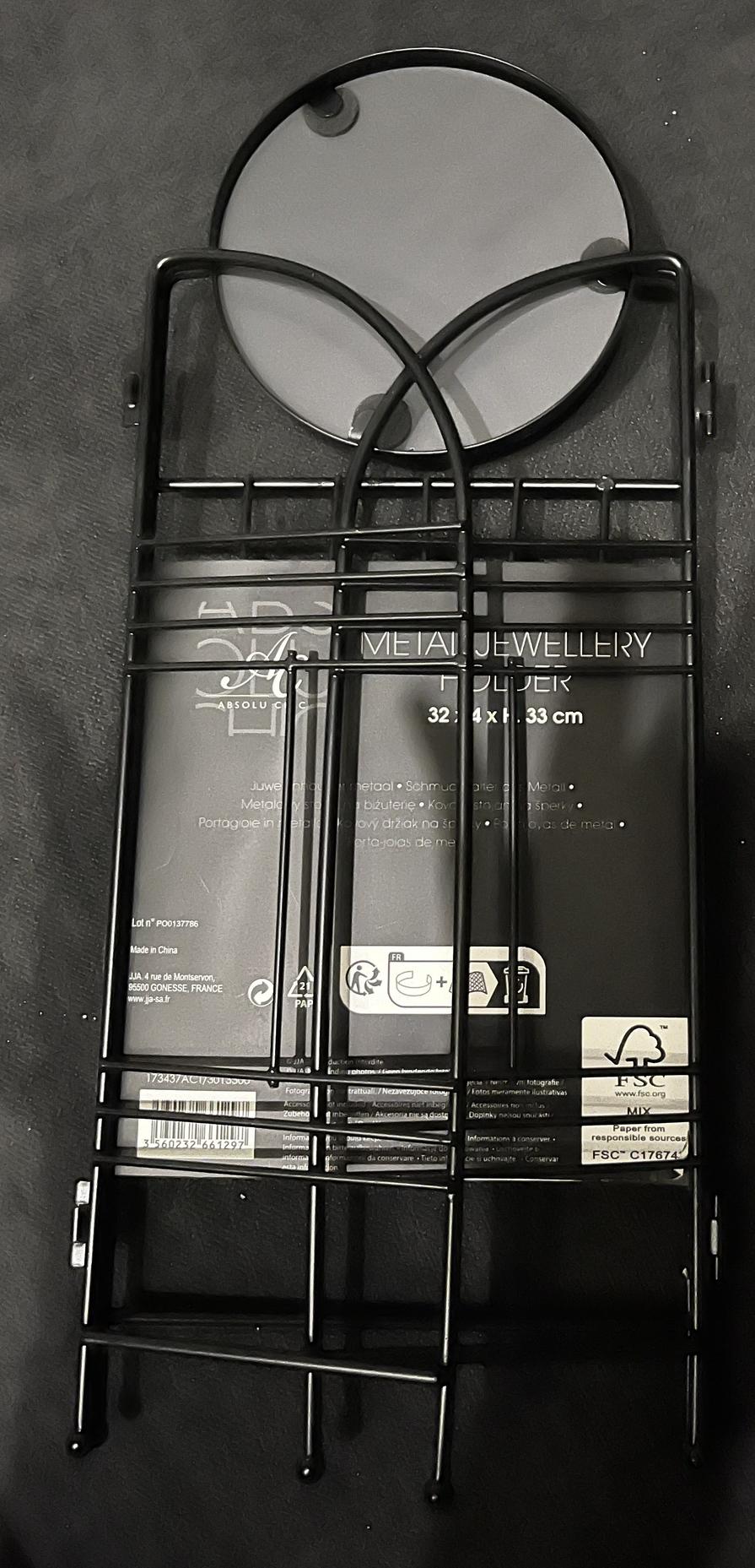 Schmuckhalter aus Metall 32 x 4 x H.33 cm Schwarz