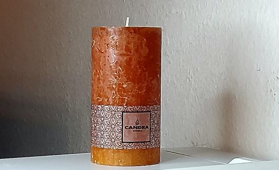 Candra rustikale Kerze orange 13 x 6,8 cm