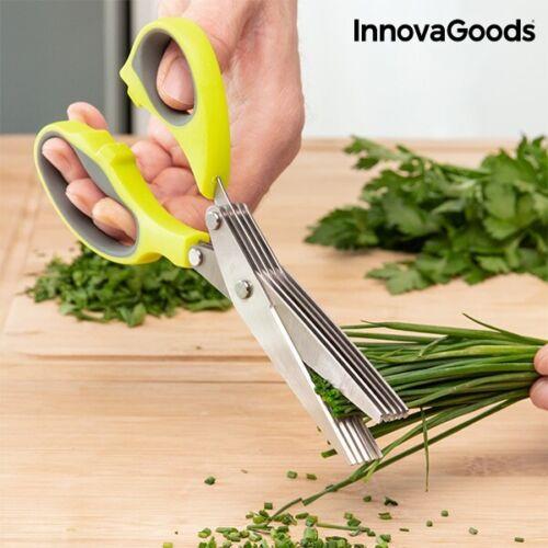 InnovaGoods Kr�uterschere 5-in-1 mit Reinigungsb�rste