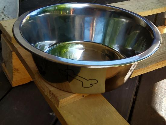 Futternapf Silber mit Design f�r Hunde und Katzen