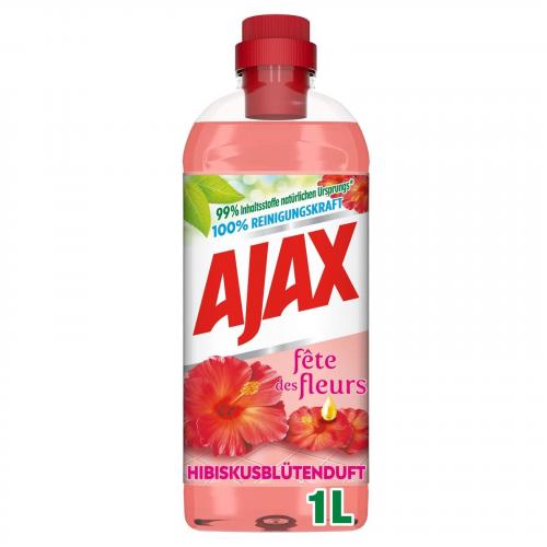 AJAX Bodenreiniger Rot 1 Liter mit Hibiskusbl�tenduft