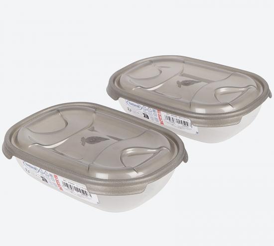Aufbewahrungsbox-Brotdose Set 2 x 0,5 L Grau