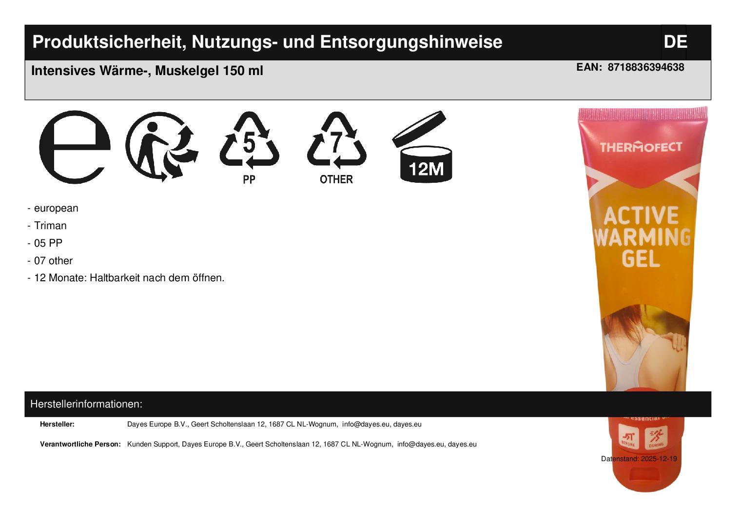 Intensives W�rme-, Muskelgel 150 ml