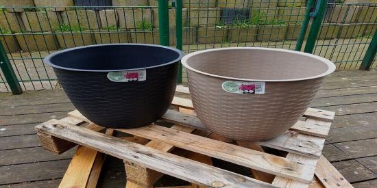 Blumentopf mit Geflecht, 26 Liter, 40 cm, Schwarz