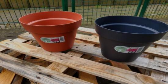 Blumentopf 6,3 Liter, Schwarz, aus recyceltem Plastik