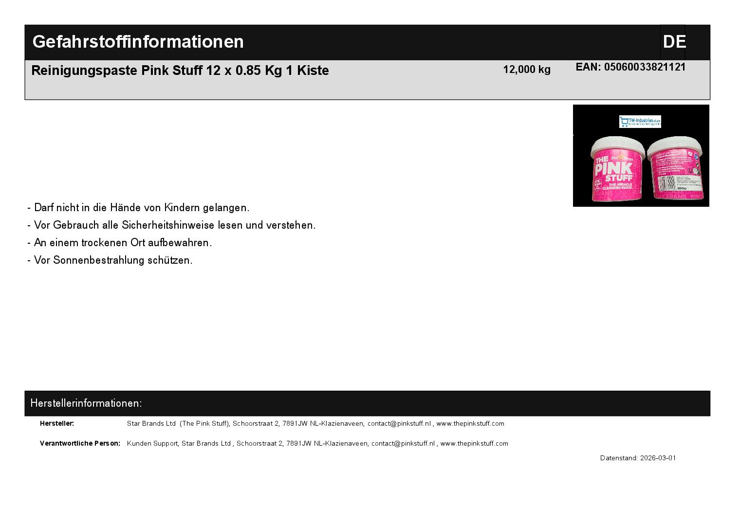 Reinigungspaste Pink Stuff 12 x 0.85 Kg 1 Kiste