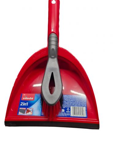 Vileda 2-in-1 Kehrset � Kehrblech und Handfeger Rot/Schwarz