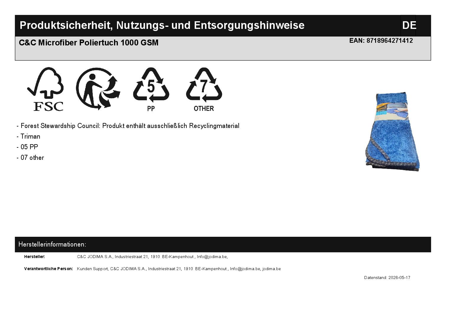 C&C Microfiber Poliertuch 1000 GSM