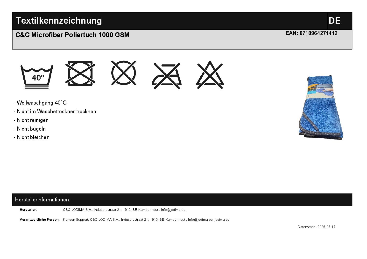 C&C Microfiber Poliertuch 1000 GSM