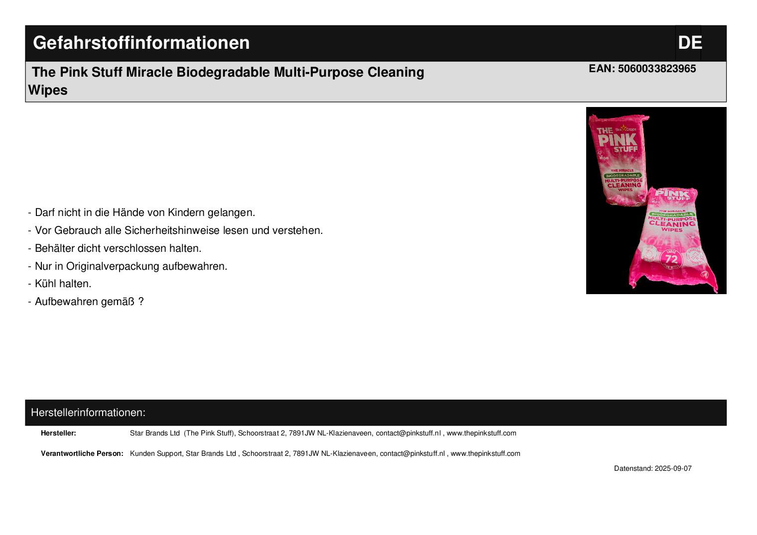 The Pink Stuff Miracle Biodegradable Multi-Purpose Cleaning Wipes