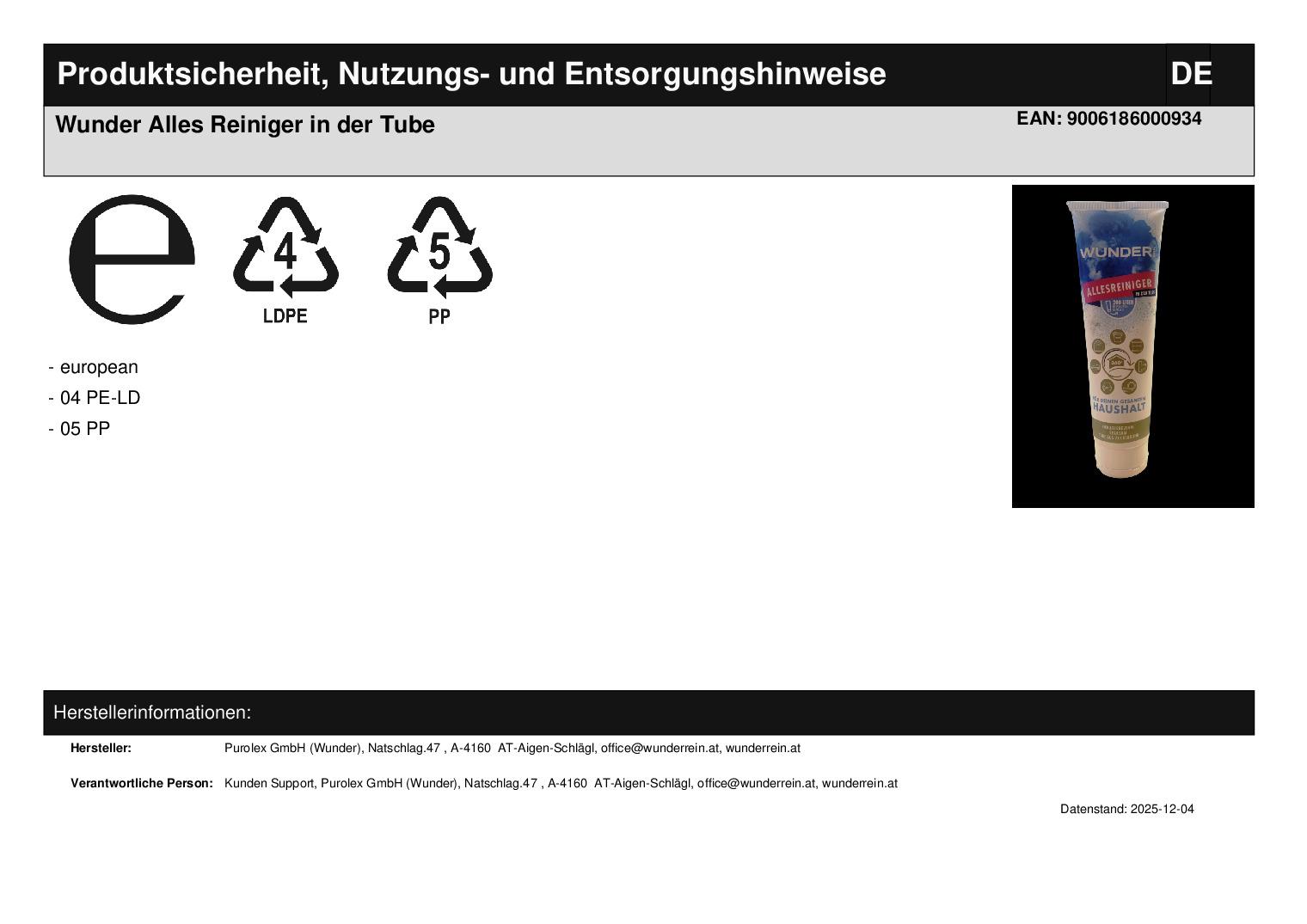 Wunder Alles Reiniger in der Tube