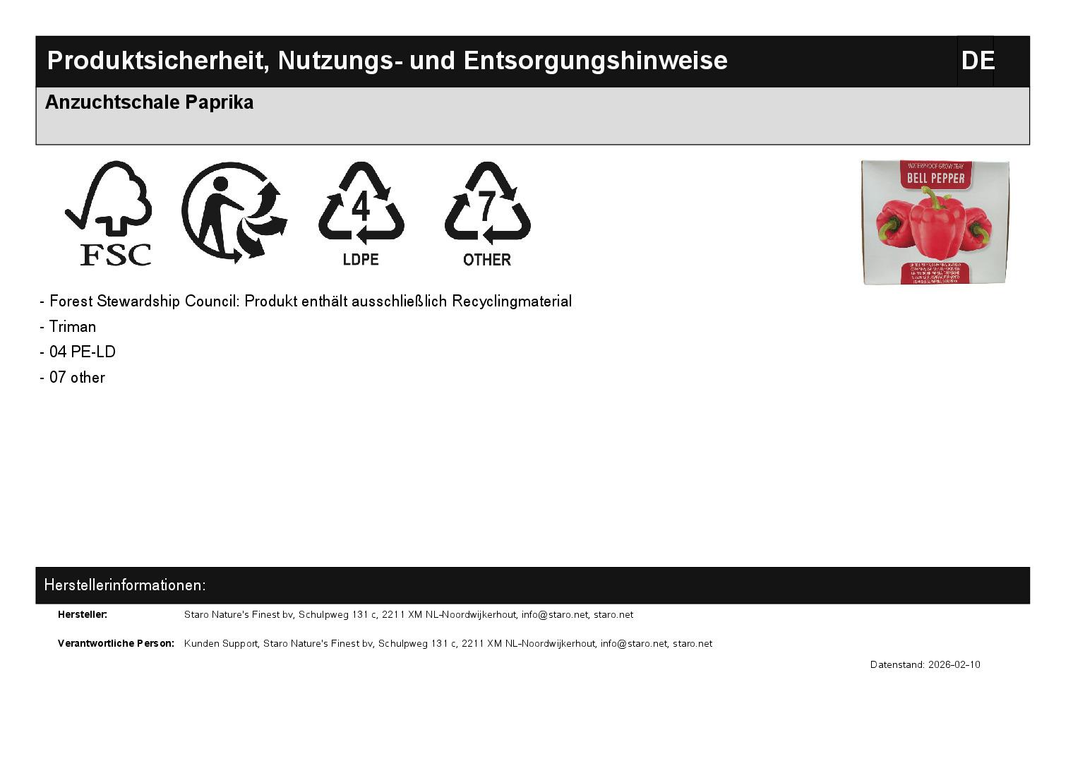 Anzuchtschale Paprika