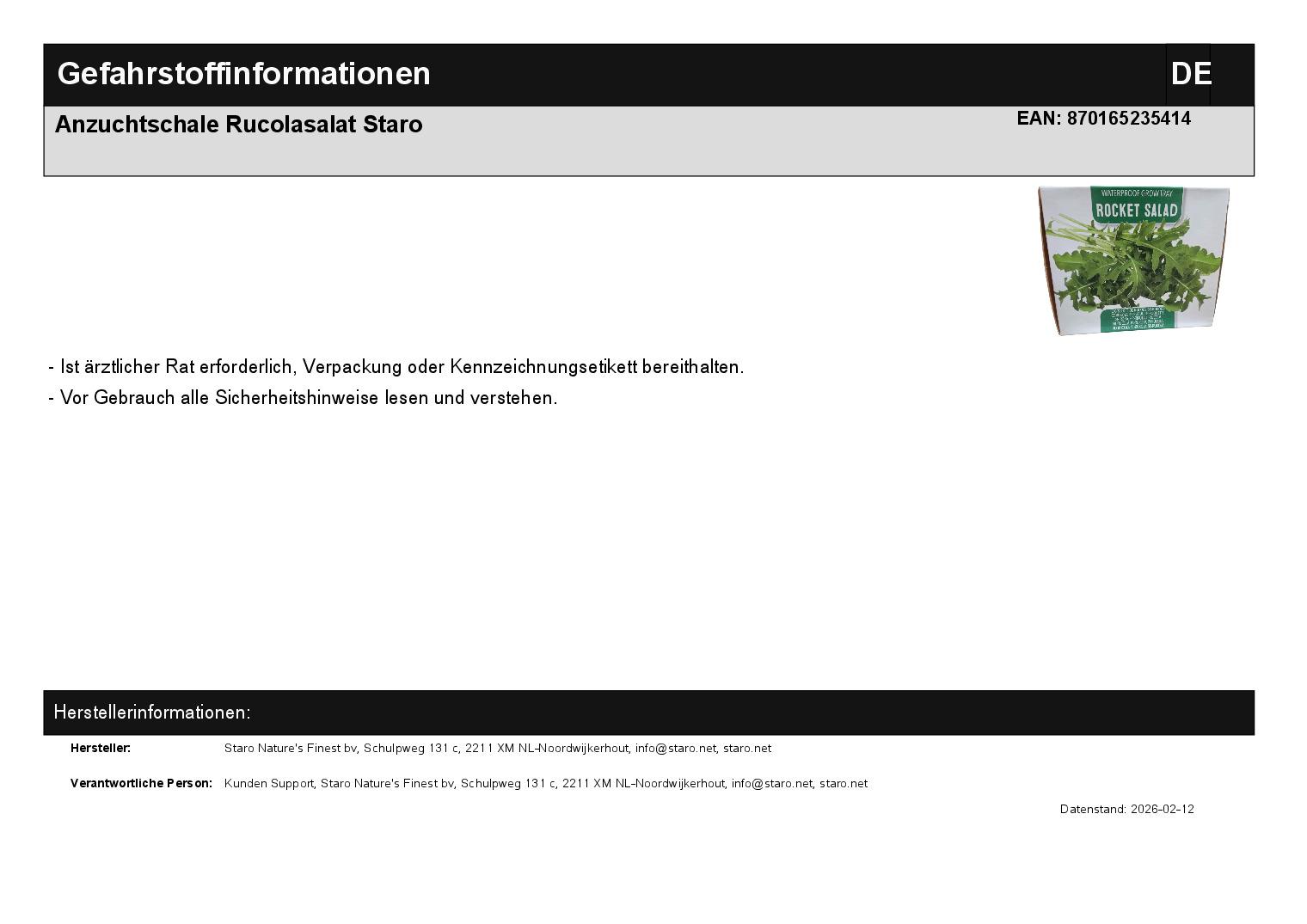 Anzuchtschale Rucolasalat Staro