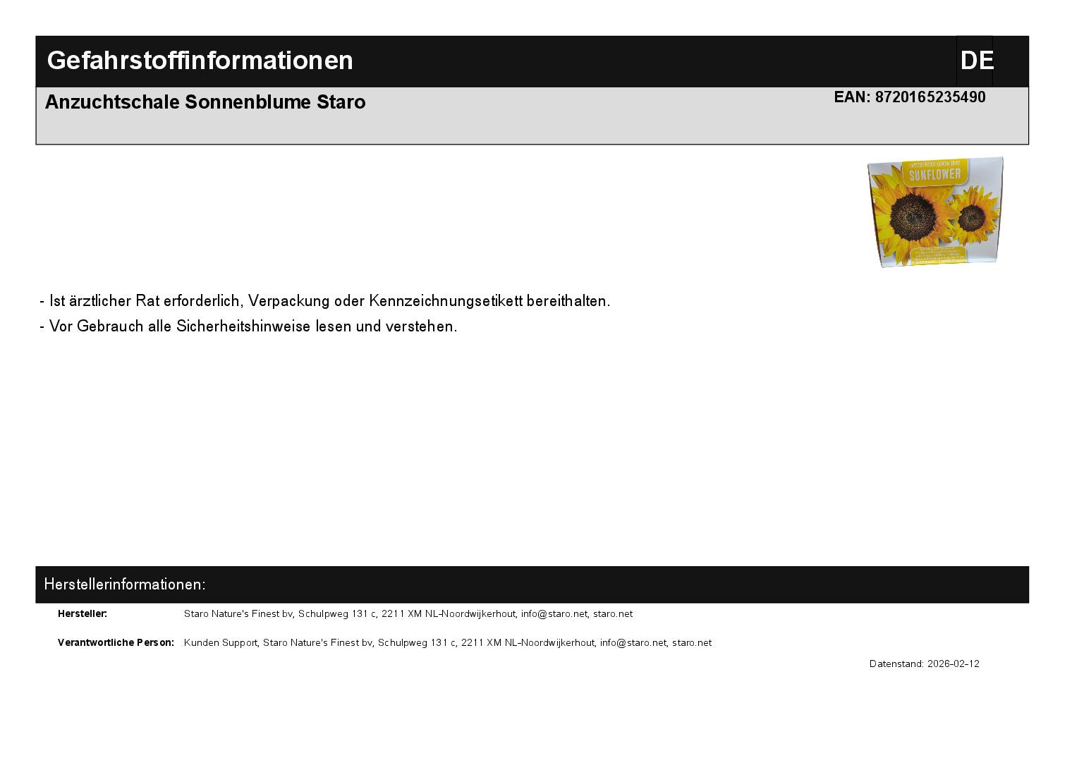 Anzuchtschale Sonnenblume Staro