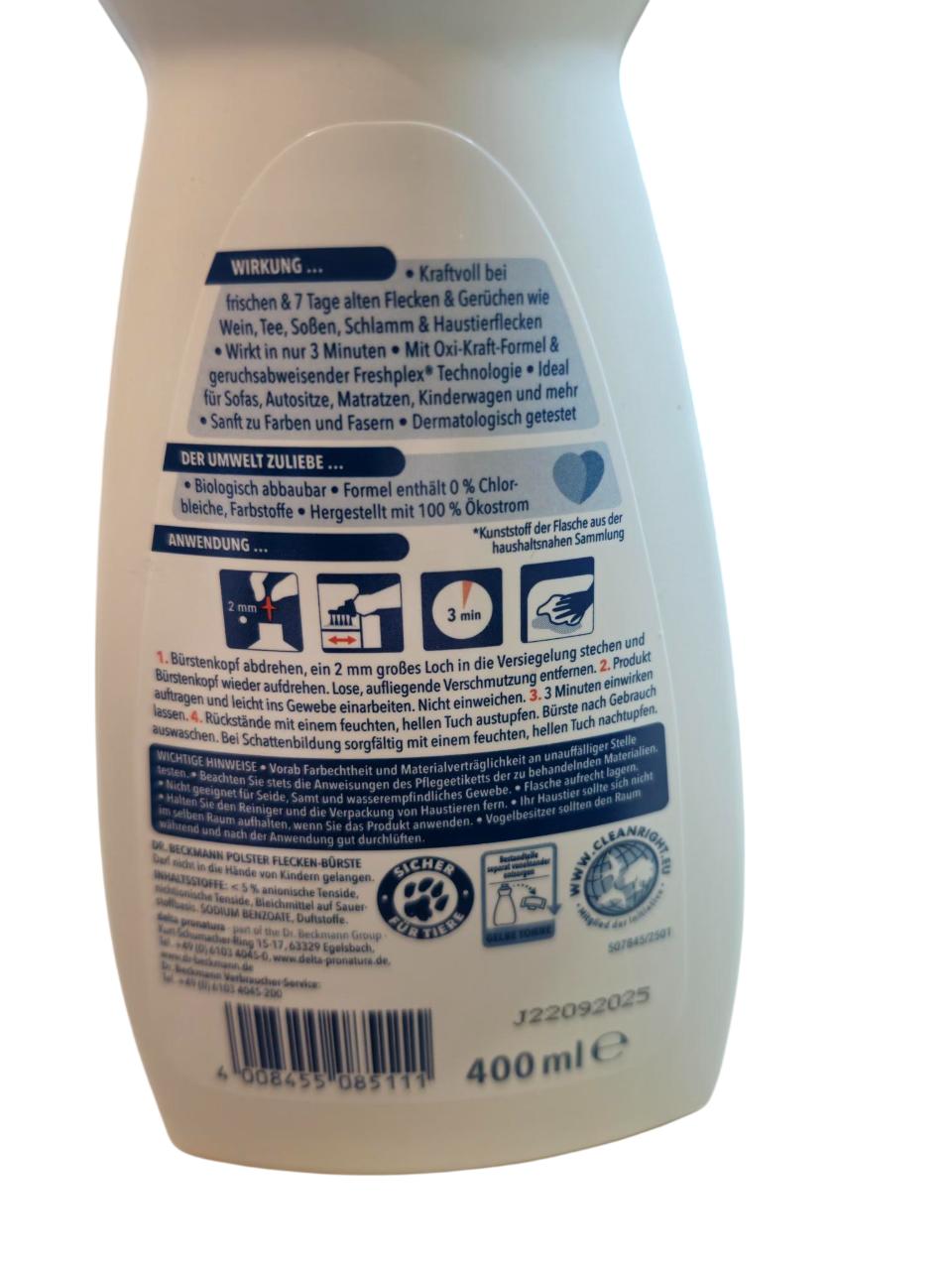 Dr.Beckmann Polster Flecken- B�rste in der 400ml B�rstenflasche