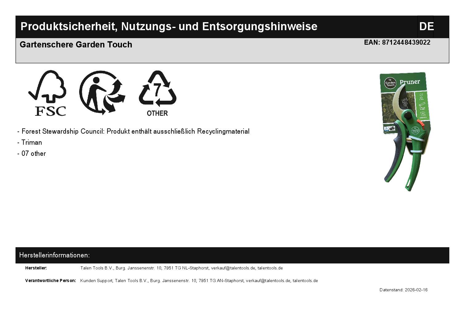 Gartenschere Garden Touch