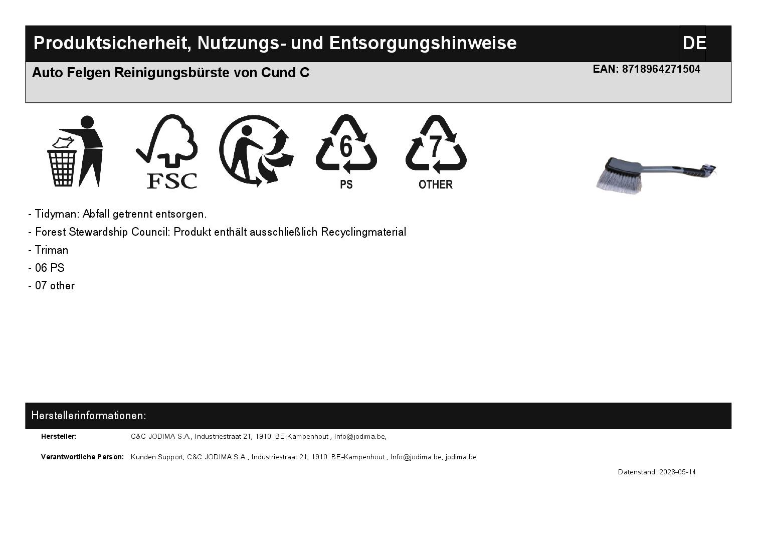 Auto Felgen Reinigungsb�rste von Cund C