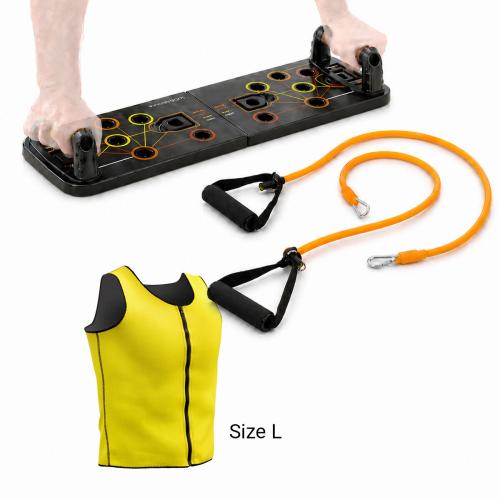 Fitnessset mit Liegest�tzbrett Widerstandsb�ndern und Sauna Sportweste Hr Gr��e L