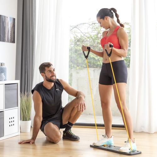 Set Liegest�tzbrett Push-Up mit Widerstandsb�ndern, Sauna-Sportg�rtel und �bungsanleitung InnovaGoods