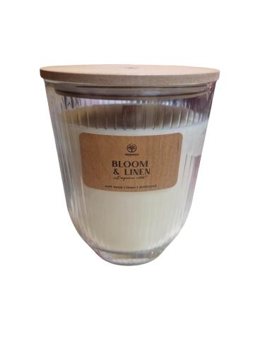 Treewick Duftkerze Bloom & Linen mit Holzdocht, ca. 80 Stunden Brenndauer