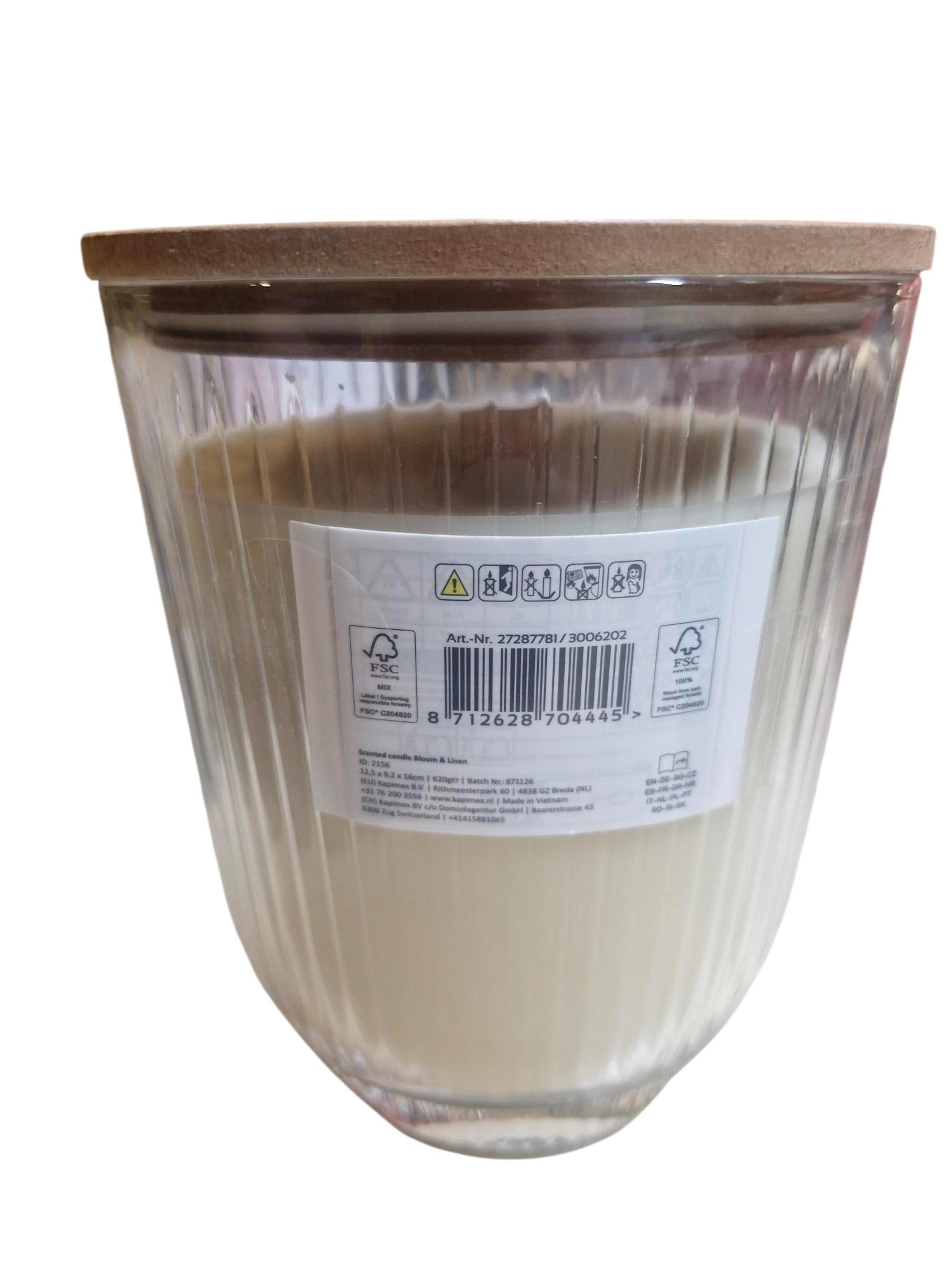 TREEWICK Duftkerze Bloom u Linen mit Holzdocht  ca. 80 Stunden Brenndauer