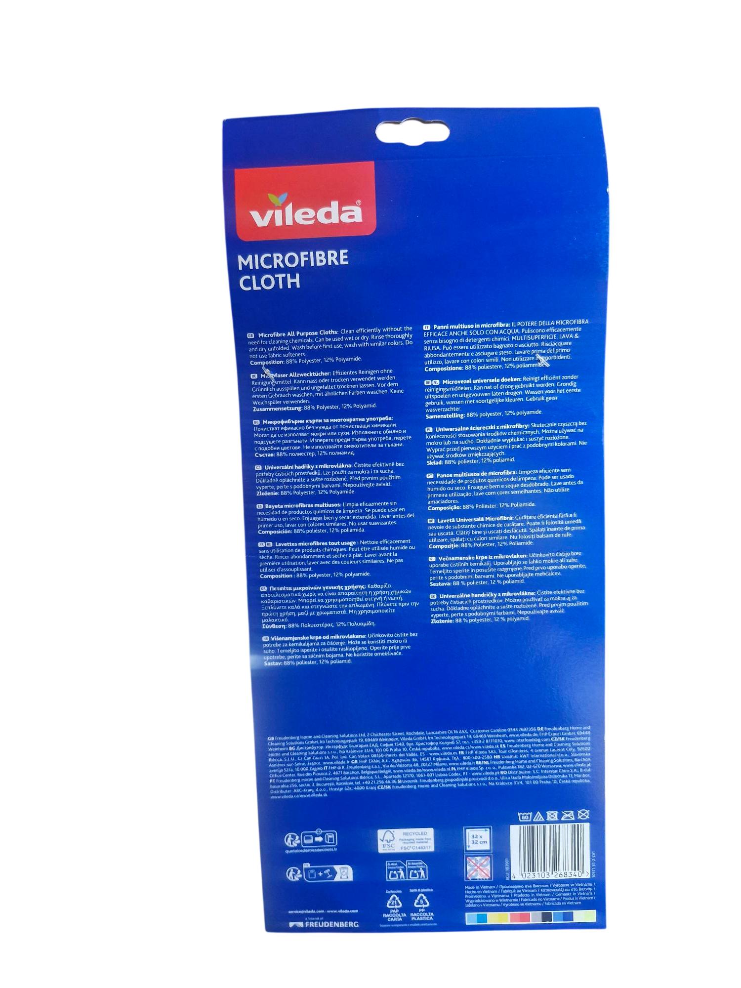 Vileda Mikrofasert�cher 4 St�ck Reinigung mit Wasser, waschbar bei 60 C